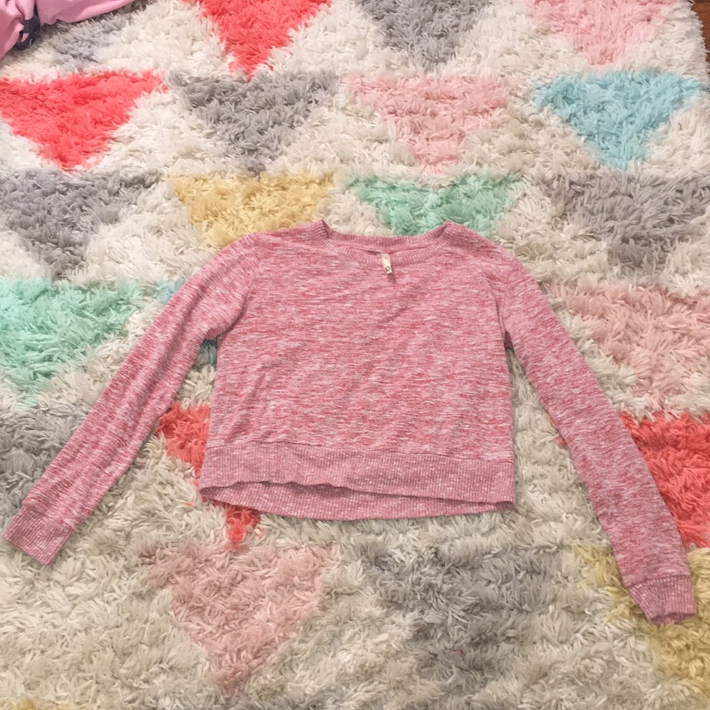 Pink fuzzy crop top